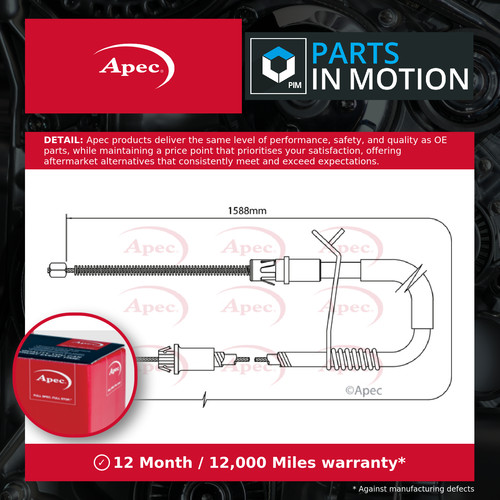 Handbrake cable rear - cable, left
